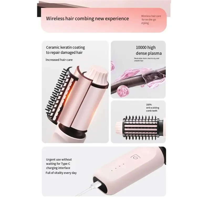 A97G 2-In-1 Smart Wireless Electric Comb Large Capacity For Straightening And Curling Hair