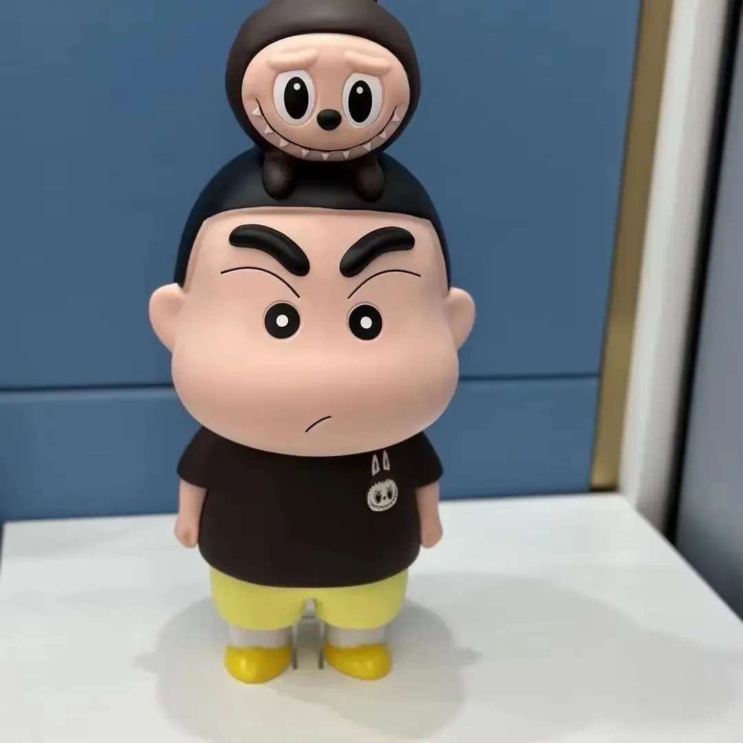 

40cm Crayon Shin-Chan With Labubu Anime Figure Pvc Model Doll Trendy And Kawaii Model Ornaments Collectible Holiday Toy Gifts