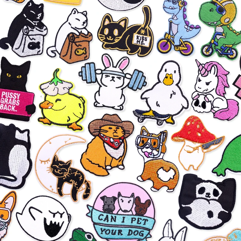 Niedliche Tier bestickte Patches auf Kleidung schmelzbare Aufkleber Cartoon Katze Applikation Eisen auf Patches für Kleidung DIY Nähen Abzeichen