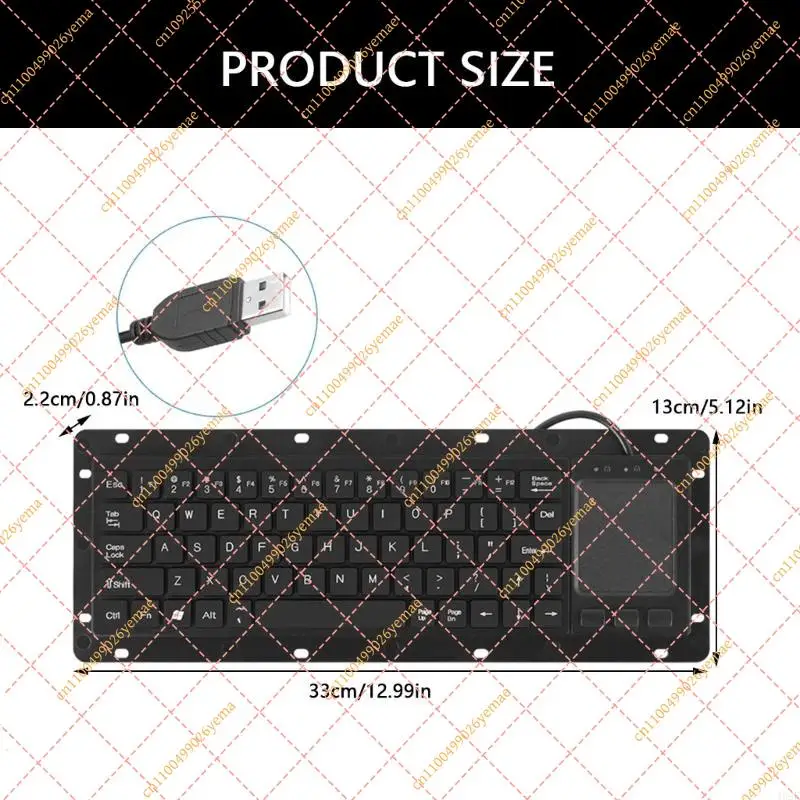 Industrial USB Keyboard Built-in Touchpad, High Durability, Suitable for Medical and Security Systems