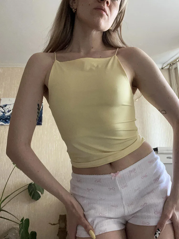 

Women's Solid Color Halter Tank Top Sleeveless Vest Thin Straps Camisole Summer Casual Fashion Wear