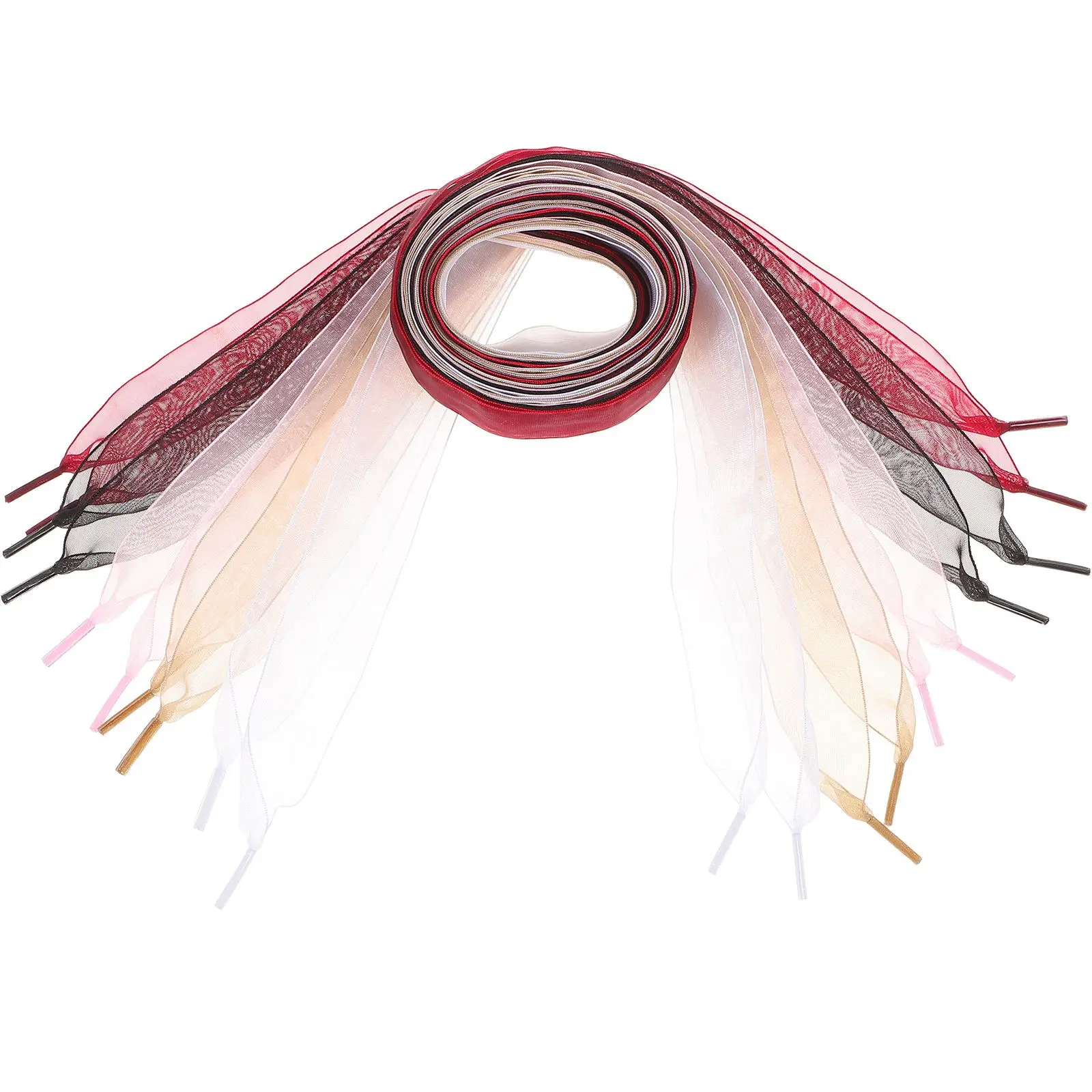 

5 Pcs Chiffon Shoelaces Ribbon Wide Elastic Shoe Laces For White Burgundy Beige Fat Strings Women Girls Colored