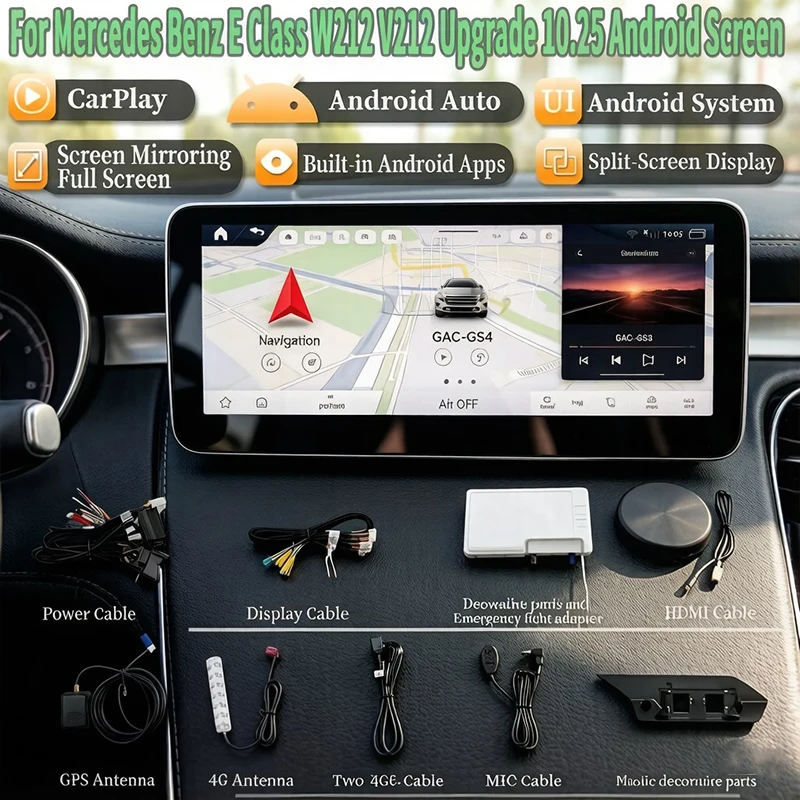 

For Mercedes Benz E-Class W212/V212 10.25" Android 14 Screen Upgrade Wireless CarPlay/Android Auto Backup Camera Plug & Play