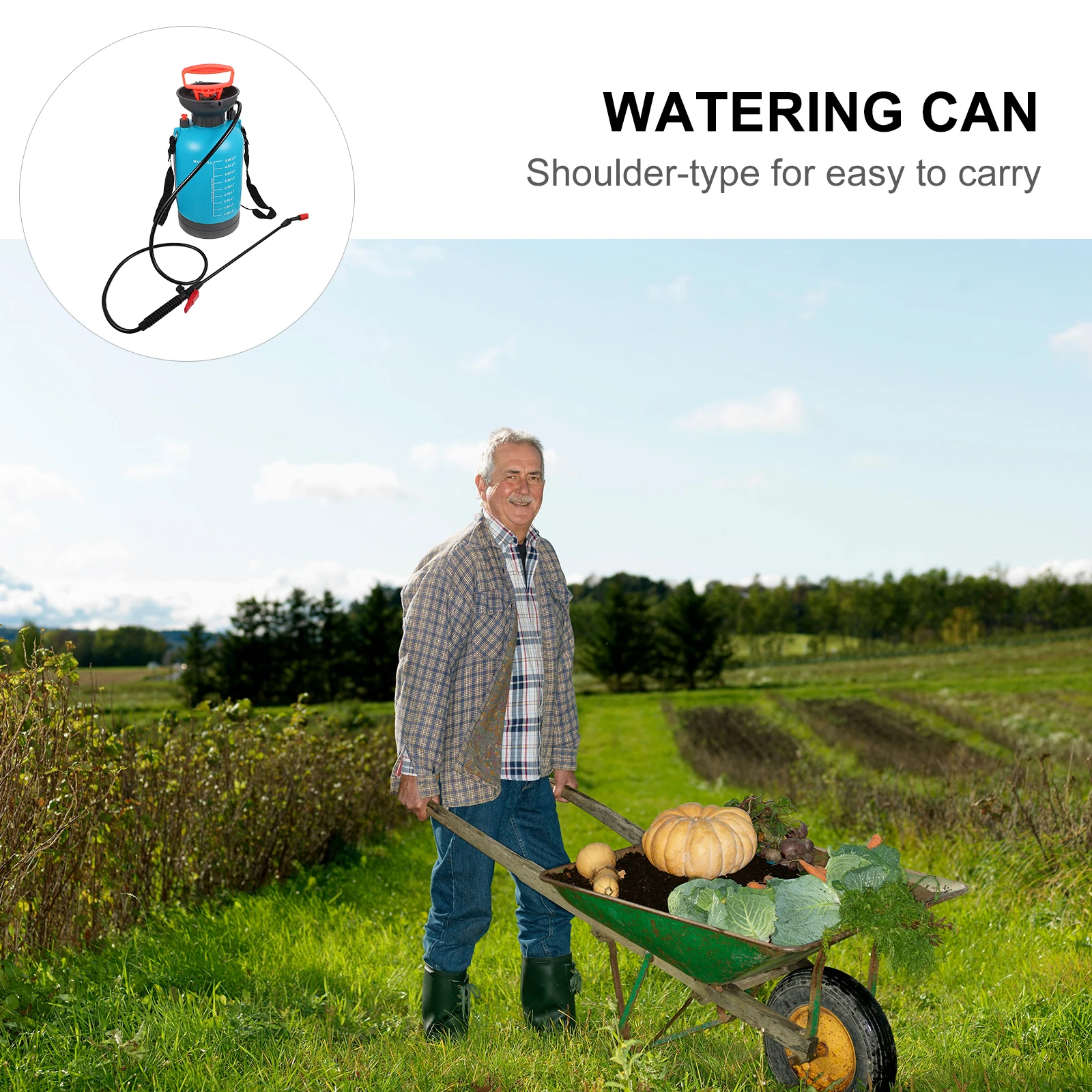 

Shoulder-type Garden Pneumatic Watering Pot Sprayer Manual Watering Pot With High Pressure Garden Supplies (Blue Grey 5L)