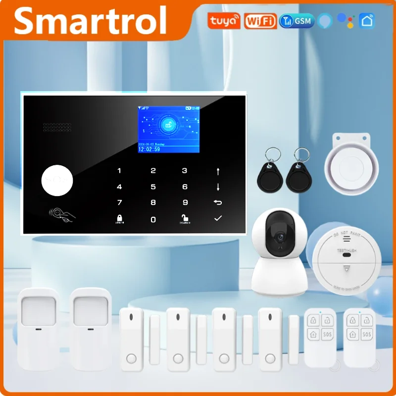 Smartrol WiFi Tuya Smart GSM Security Alarm System Kit for Security Home Alarm With 433 MHz Wireless Fireproof Anti Theft Alarms