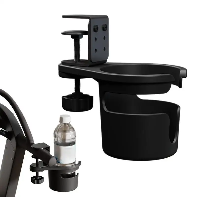 Universal Desk Cup Holder Adjustable Upgraded Arm Clamp Stand  360 Degree Rotating Table Edge Clamp Anti-Fall Cup Holder