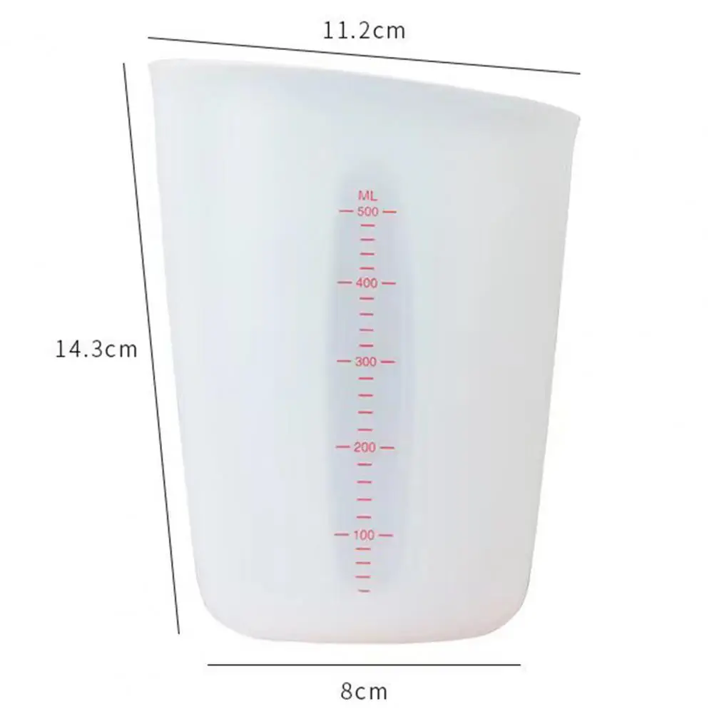 250/500ML Measuring Jug Food Grade Easy to Clean Silicone Food-grade Double Scale Measure Device Jug for Cooking