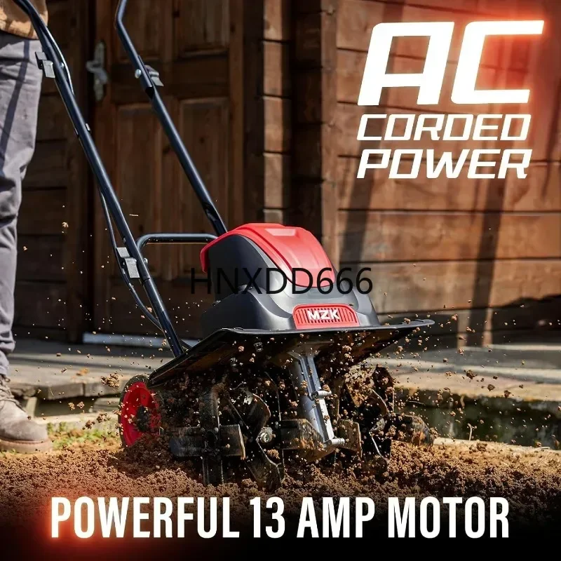 محراث/مزارع كهربائي سلكي 16 بوصة 13 أمبير، عمق محراث 8 بوصة مع عجلات قابلة للتعديل