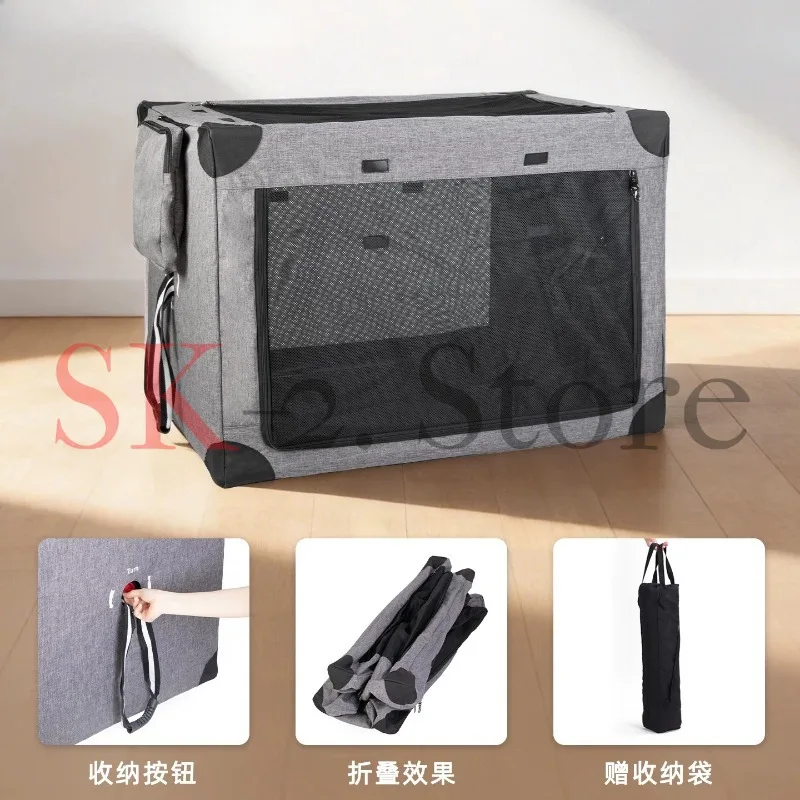 Collapsible & Foldable Dog Crate Cage For Travel Outdoor & Carrying With Mesh Windows Pet Carrier Bag