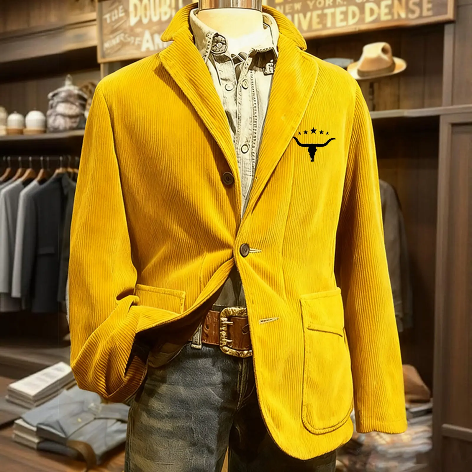 Casual Suit Men'S Solid Color Cardigan Top Printed Corduroy Warm Pocket Suit Jacket Multicolor Business Casual Office Pajamas