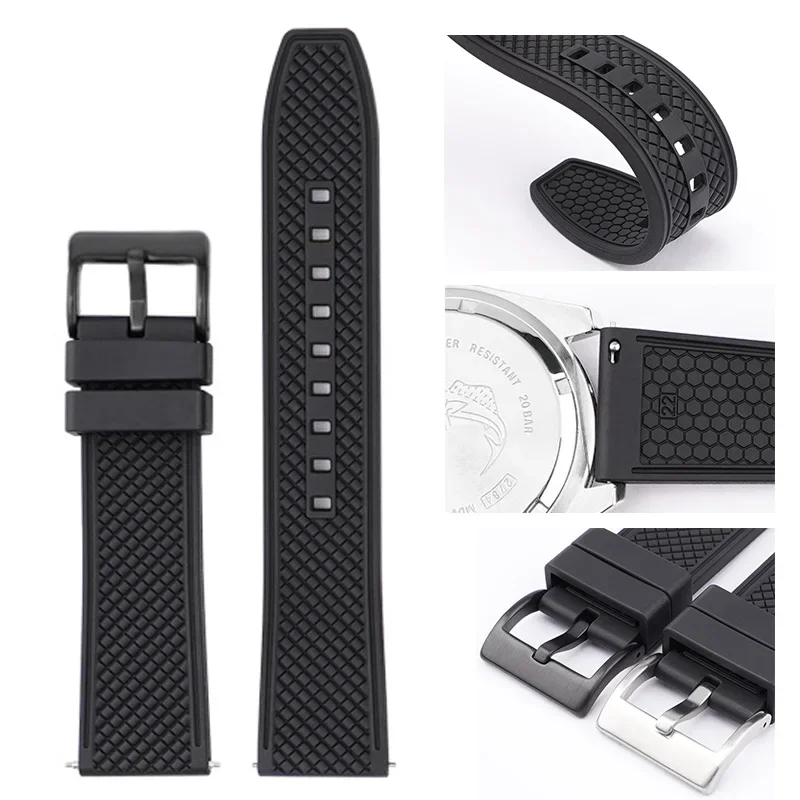 Neues FKM-Gummiarmband für Omega, Rolex, Seiko, Longines, Schnellverschluss-Fluorkautschuk-Uhrenarmband 18mm 20mm 22mm