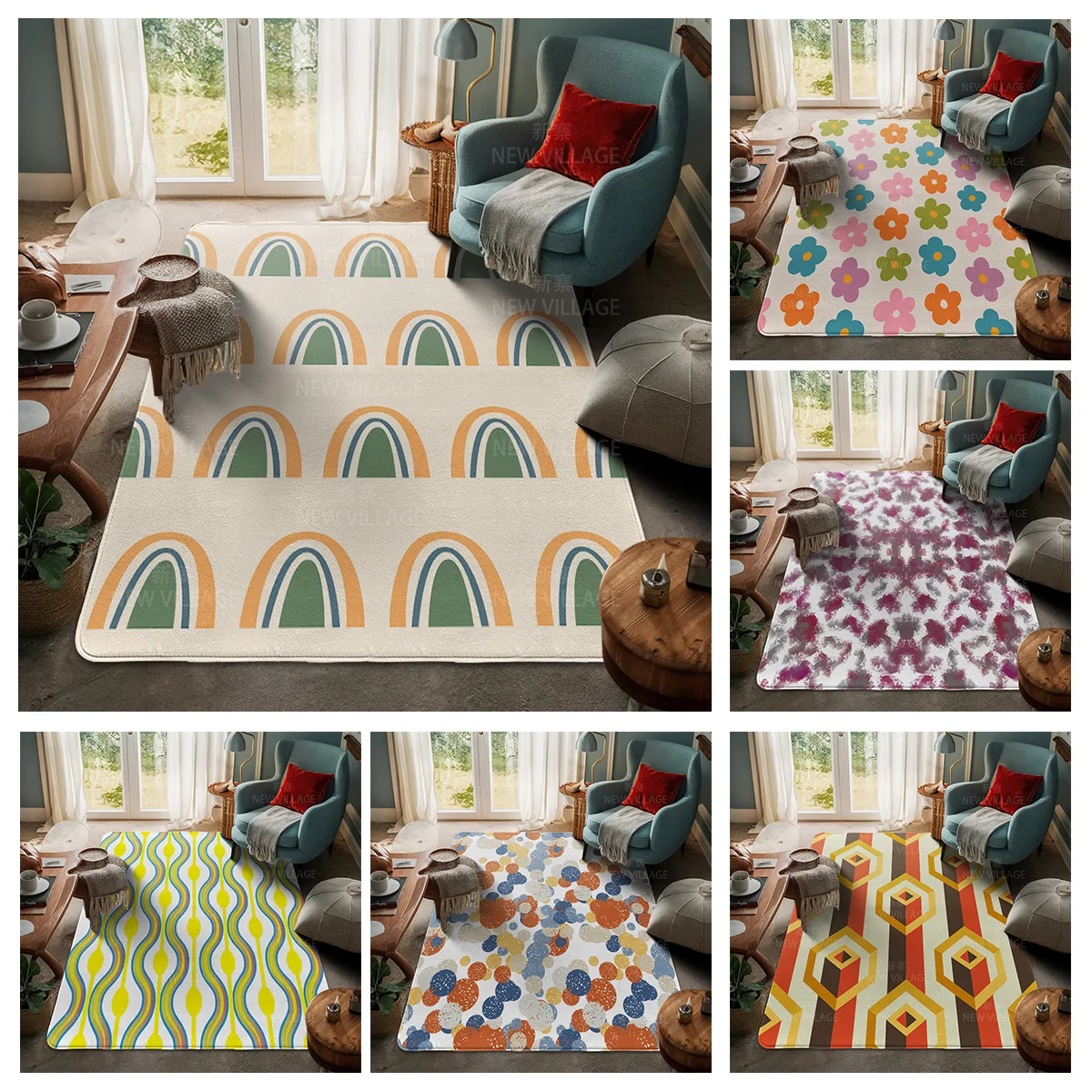 House entrance carpet Home door mat Living Room Bath Foot decoration non-slip rugs Modern geometric pattern nordic simple boho