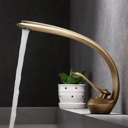 Antique Bronze Bathroom Faucet Brass Basin Faucets  Hot & Cold Bathroom Sink Faucet Waterfall Lavotory Faucet  Mixer Water Tap