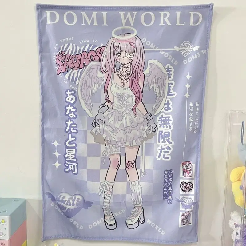 VIKAMA Pink Hugging Girls Tapestry, Street Pop Wall Hanging for Bedroom Dorm Living Room Y2K Anime Decor