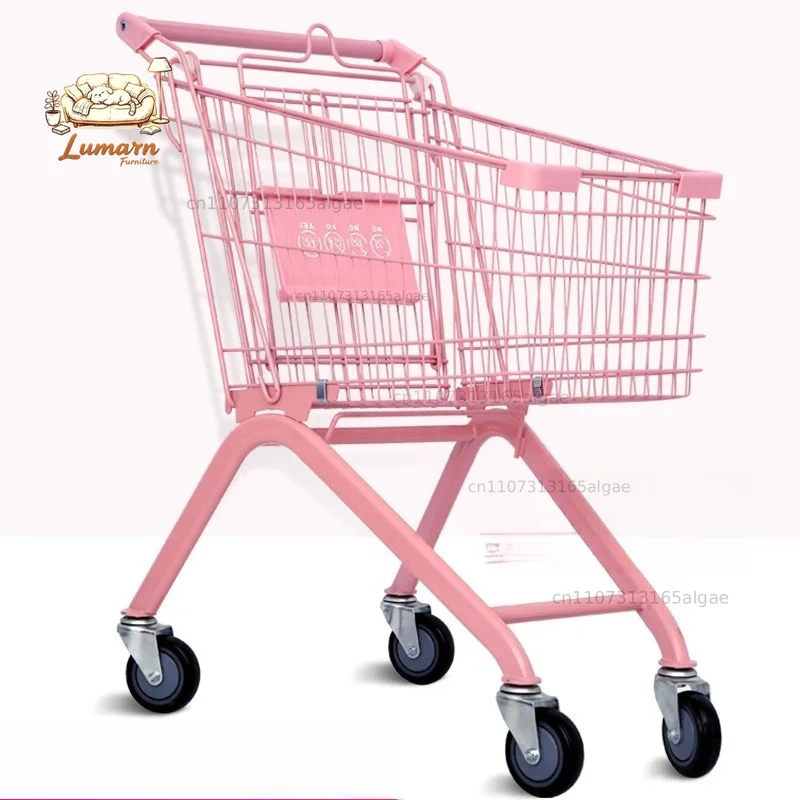 Pink shopping cart girl photo props supermarket shopping cart white trolley photo props trolley