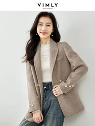 Vimly Wool Blend Tailored Blazer Coats 2023 Winter Thick Warm Elegant Straight Double Breasted Office Lady Overcoat Female 50688