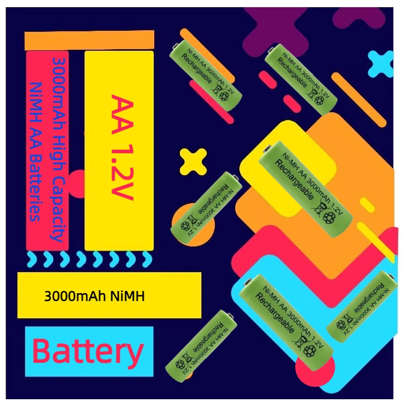 

AA 1.2V 3000mAh NiMH 1.2V Rechargeable Batteries Green Battery Garden Solar Lamp LED Flashlight Lantern Lamp Torch