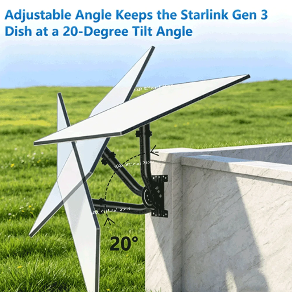 

Starlink Gen 3 Roof Mount,Adjustable 160° Tilt Wall & Pole Mounting Kit with Pipe Adapter,Starlink Standard 4,4X,Enterprise Dish