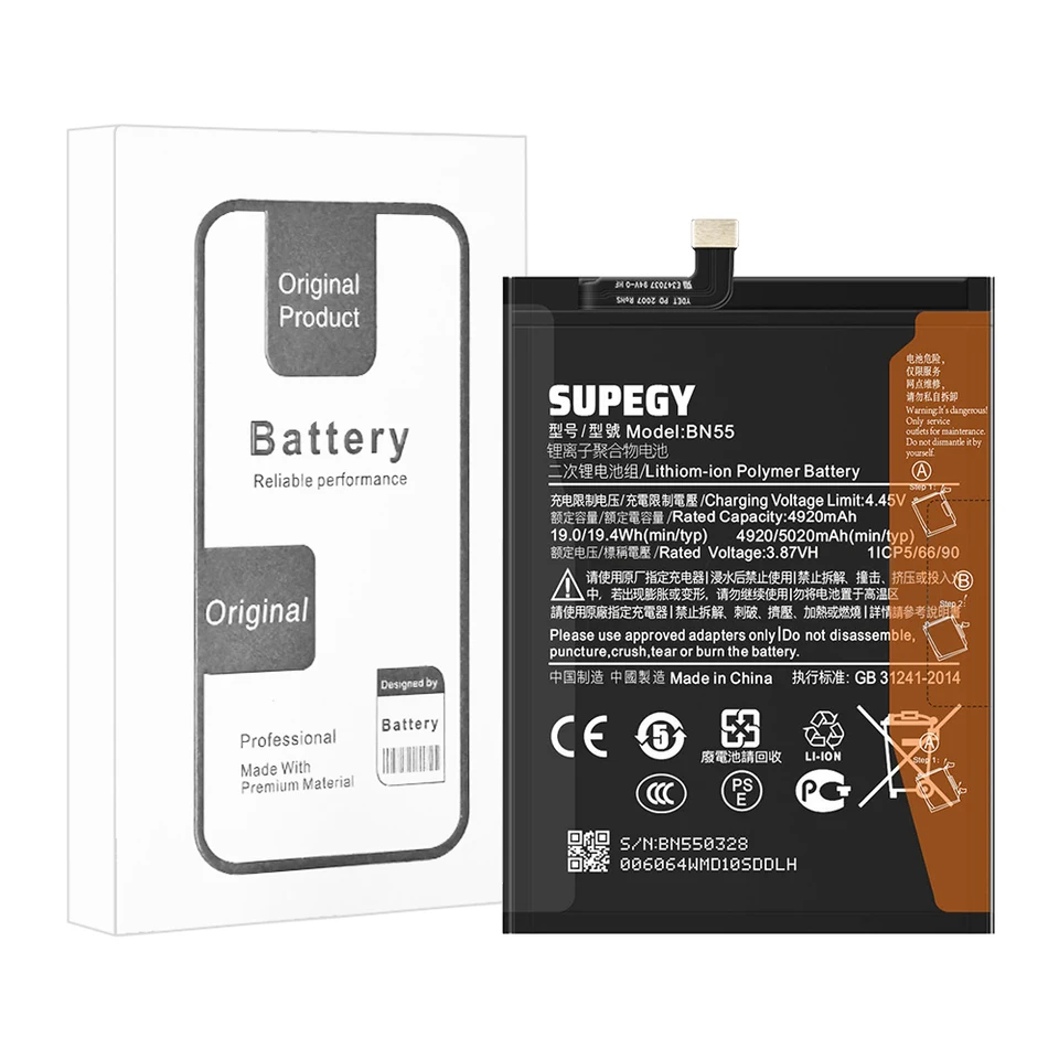 Batería BN55 5020mAh nueva 2026 de alta calidad para Xiaomi Redmi Note 9S /Y9S de repuesto 2
