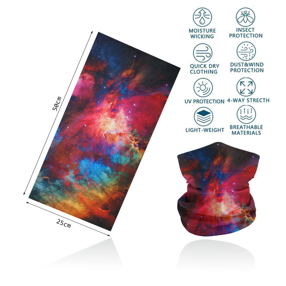 Sky Stars Printed Cycling Bandana Landscape Starry Men Women Hiking Headband Gaiter Seamless Tube Scarf Face Mask for Astronomer