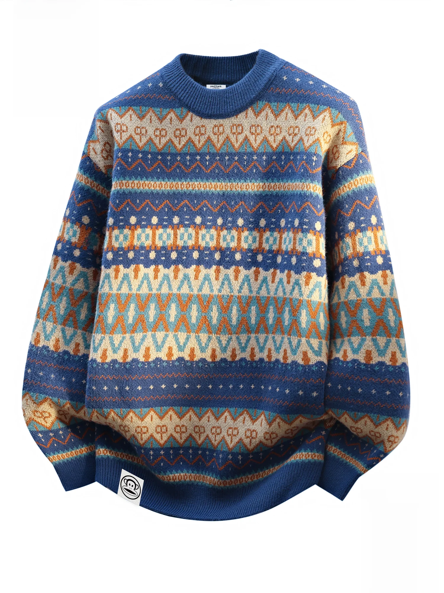 

Мужской свитер Paul Frank American Sle Winter Retro, свободный повседневный вязаный свитер из мягкой и теплой смеси полиэстера