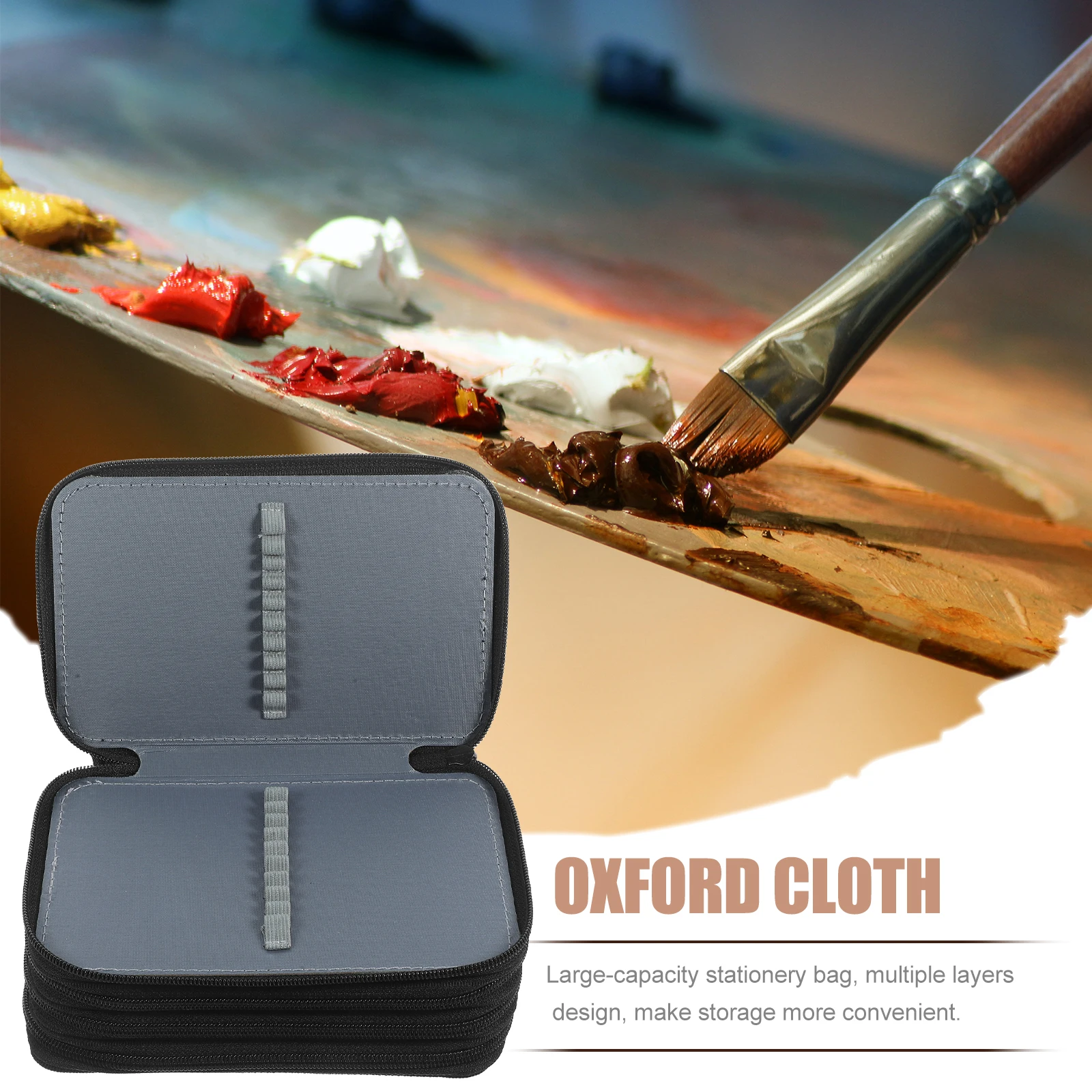 

Oxford Cloth 72 Colors Pencils Large Capacity Stationery Bag Multi Layers Zipper Pencil Case Student Kids Art Supplies Painting