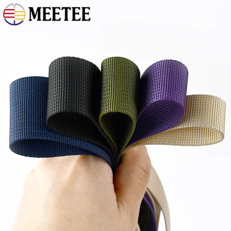 Meetee-Fita de Nylon Webbing para Bag Strap, Mochila Band, Cinto de segurança, Fita de bagagem, Acessórios de costura DIY, 20mm, 25mm, 32mm, 38mm, 50mm, 5m