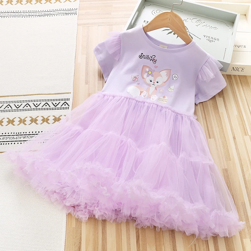 

Girls Clothes 2024 New Summer Disney Princess Dresses Short Sleeve Kids Dress Party Baby Dresses for Children Clothing 2-8Y