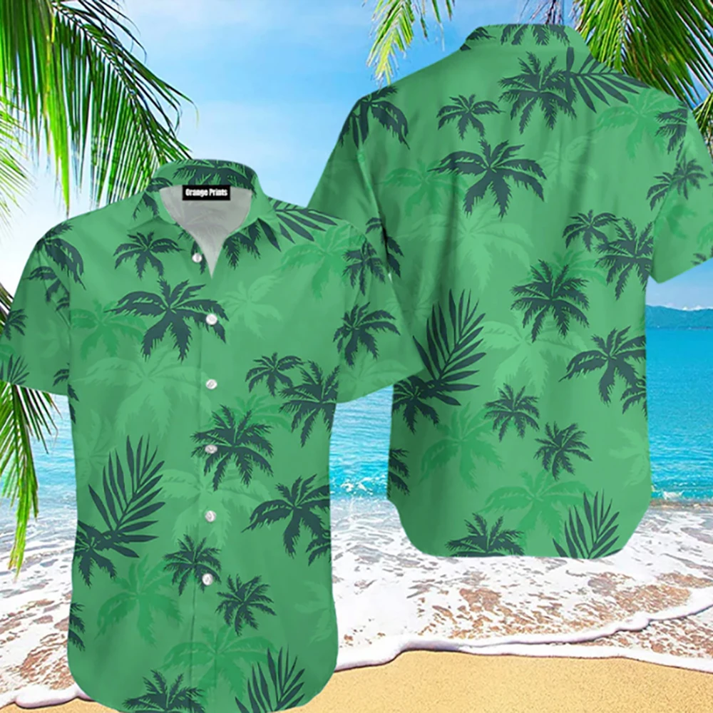 Camisa hawaiana de grulla de animales para hombre, camisa de planta 3d con estampado de flores, camisas hawaianas de talla grande, camisa de flores de playa 5xl, verano 2025