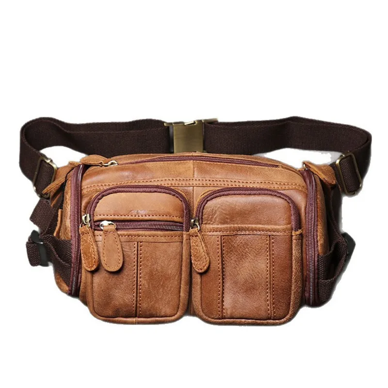 New Matte Leather Men's Chest Vintage Women's Waist Hiking Sports Single Shoulder Crossbody Motorcycle Bag