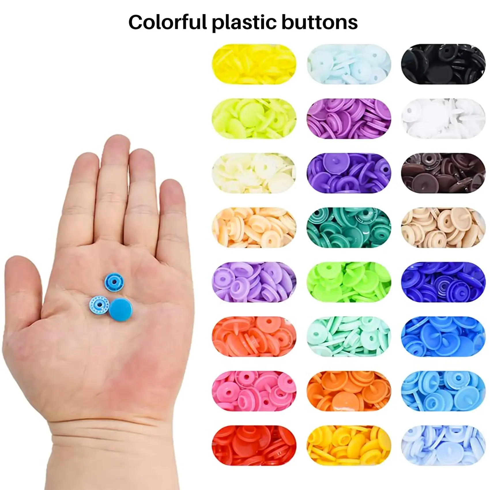 ABQR Kit de fixations à pression, boutons à pression T5 avec kit d'outils d'installation boutons-pression en plastique colorés pour la couture et l'artisanat de vêtements