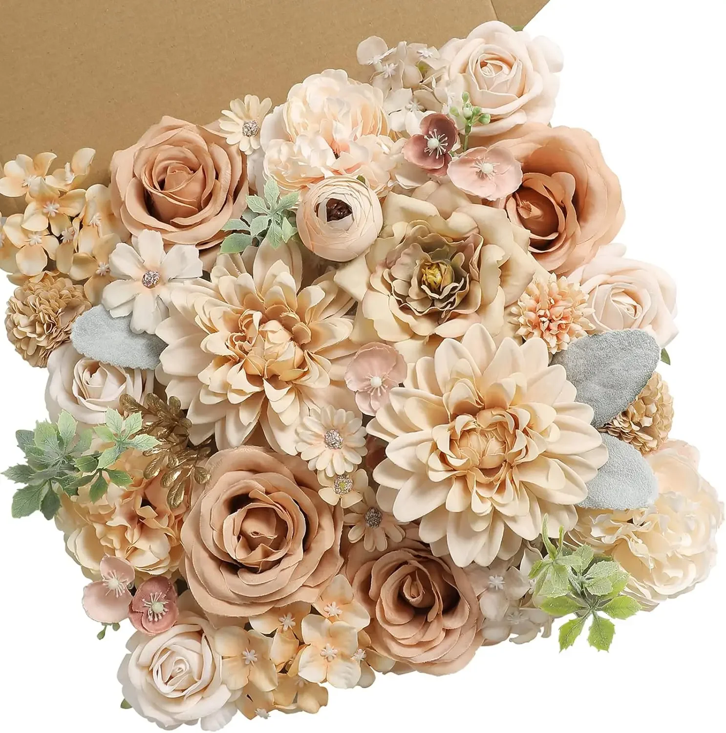 

Champagne rose artificial flower combination box set, bride bouquet, outdoor/indoor DIY center item, for decoration
