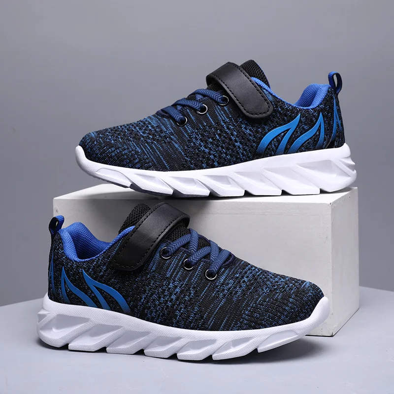 A pair of kids printed mesh velcro casual shoes, breathable supportive sneakers for all daily outdoor activities LS-DK8816