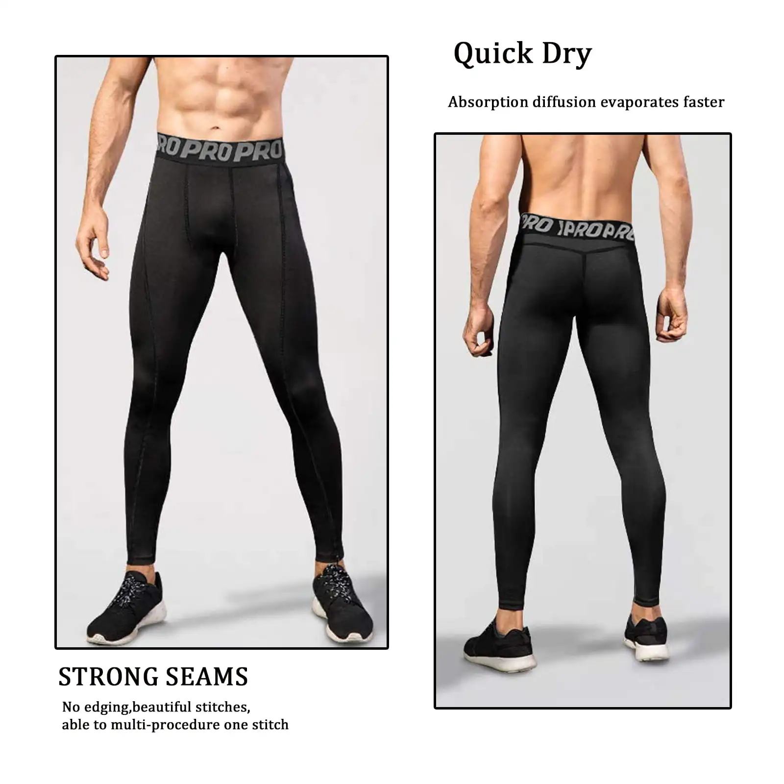 Men's Compression Tights Sports Baselayer Running Athletic Workout Active Compression Pants Leggings