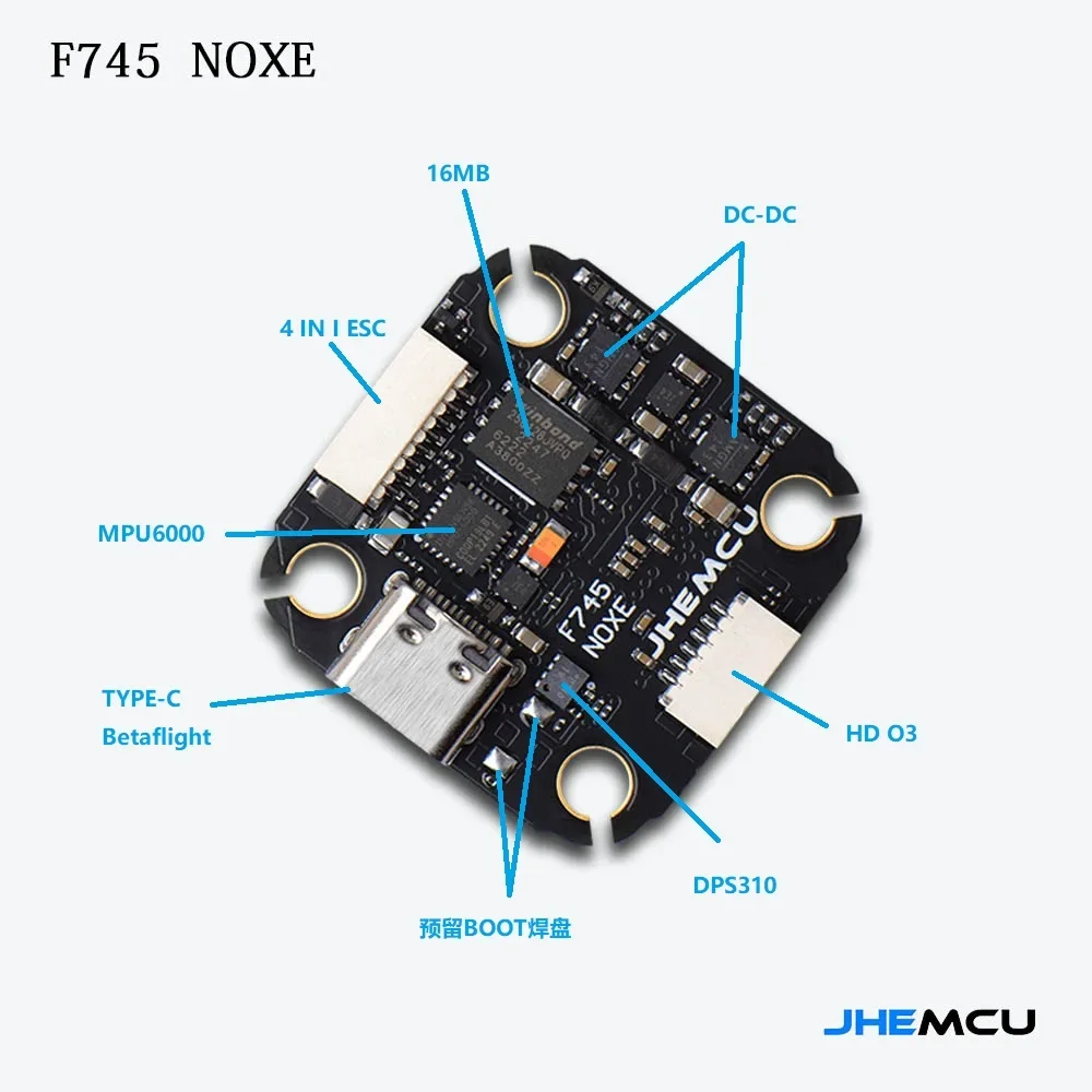 JHEMCU F745 Mini Flight Controller Stack ICM-42688-P F745 Flight Controller AM32 60A 4in1 ESC 3-6S for RC FPV Drones