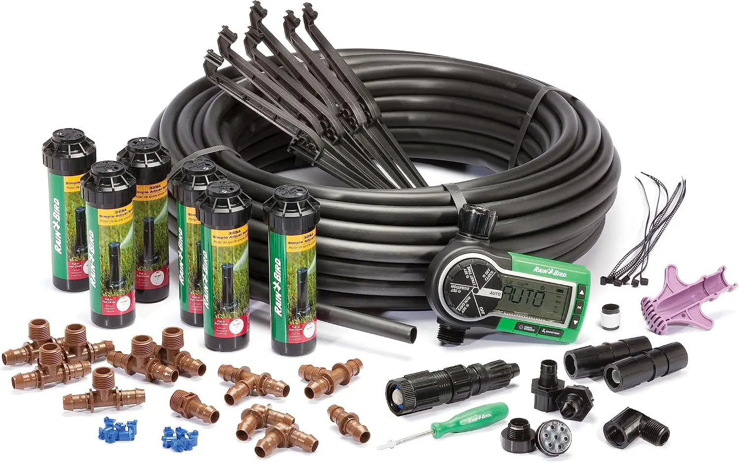 DIY In-Ground Automatic Sprinkler System Kit - Waters Lawns 1000-3000 sq ft, Easy Install, Retractable Sprinklers