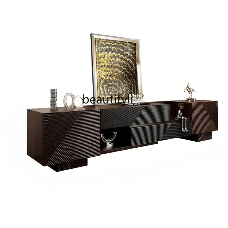 

Italian light luxury solid wood TV cabinet modern simple stretchable minimalist living room floor cabinet antique TV cabinet5203