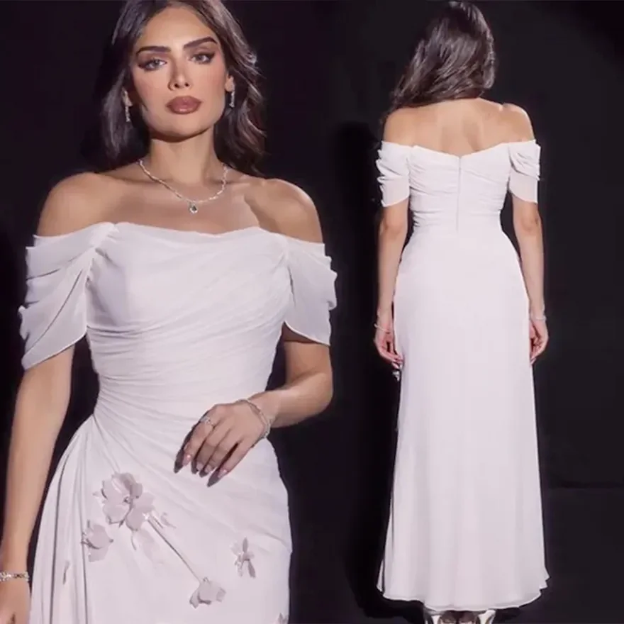 

Элегантное женское вечернее платье по индивидуальному заказу, шифоновое платье с 3D цветочным принтом длиной до пола, сексуальное платье с открытой спиной и рукавами, со складками, торжественное платье для выпускного вечера