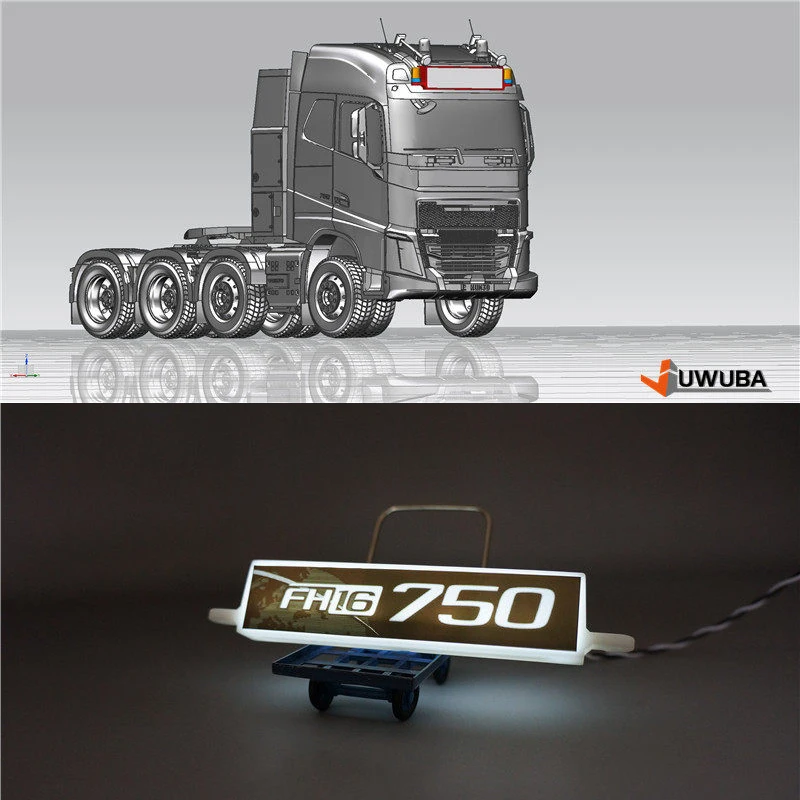 1:14 Scale LED Advertising Light Boxes Sun Visor Light Parts for Tamiya RC Truck Tipper For VOLVO 750 FH16 Assembly Toys DIY