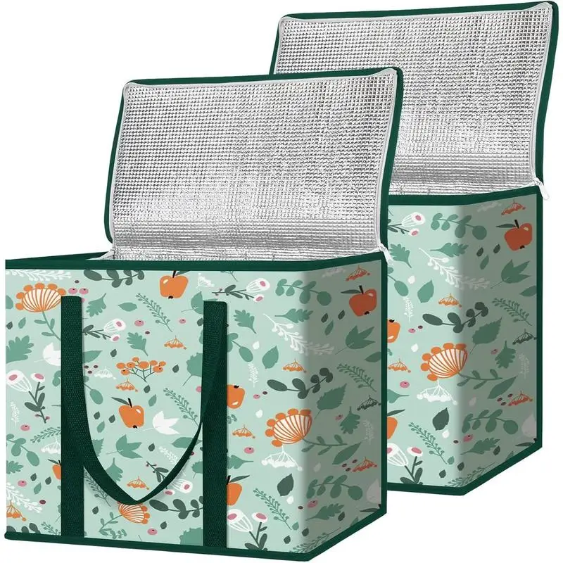 

2Pk Insulated Reusable Grocery Bags, Collapsible Cooler Bag for Groceries, Heavy Duty Large Insulated Bag