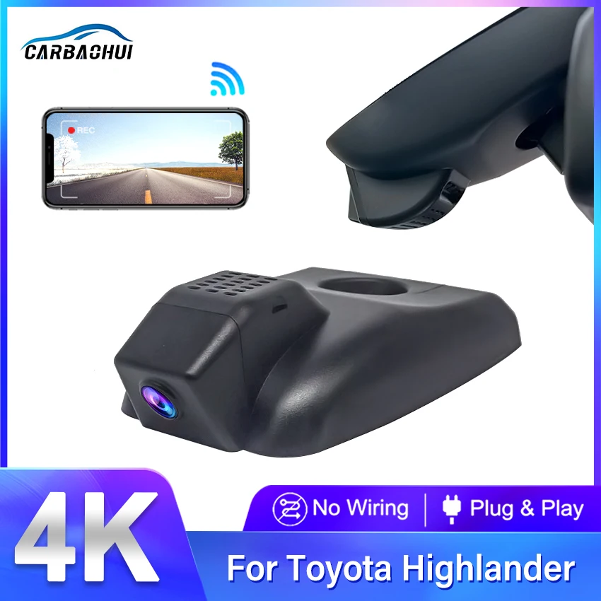 

4K Car DVR Dash Cam Camera Wifi Video Recorder For Toyota Highlander XU70 XU50 2017 2018 2019,Plug and Play 2160P DashCam