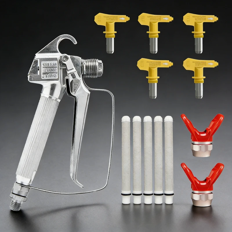 Topspray Airless Paint Spray Gun High Pressure 3600 PSI with 5 x Tip 211，321，621，411，515and 5 x filters