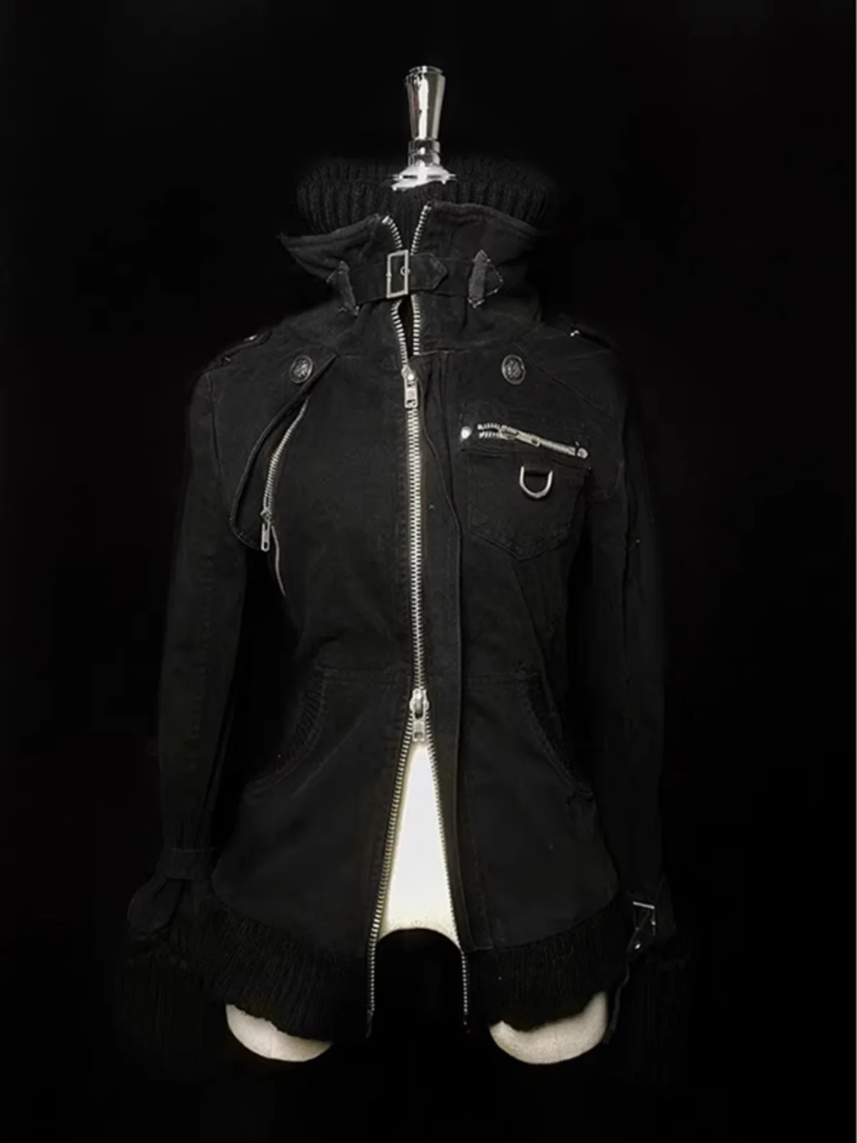 

Original Bla Jaet Women's Outerwear Autumn Faion American Retro Design Unique Top Polyester Fiber Long Sve Zipper