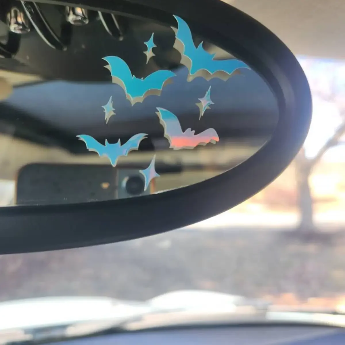 ملصق مرآة الرؤية الخلفية للسيارة، الخفافيش والنجوم، ملصق مرآة جانبية، ملصق الخفافيش الصغيرة، ملحقات المرآة الخلفية للسيارة #4