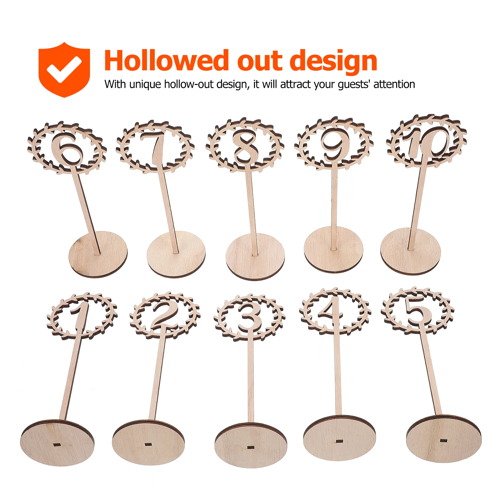 

10 Pcs Wedding Table Number Numbers Wooden Seat Signs Wedding Precision Cut Hollow Design Banquet s