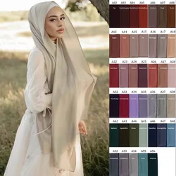 Hijab Chiffon Muçulmano para Mulheres, Envoltórios de Cabeça, Hijabs Monocromáticos, Lenços para Senhoras, Véu Feminino, 70*180cm