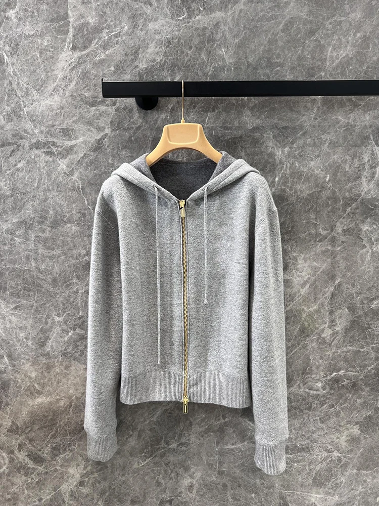 

SVORYXIU весенне-осенний модный серый повседневный кардиган, свитер, женская вязаная толстовка, утягивающий кардиган на молнии, свитер