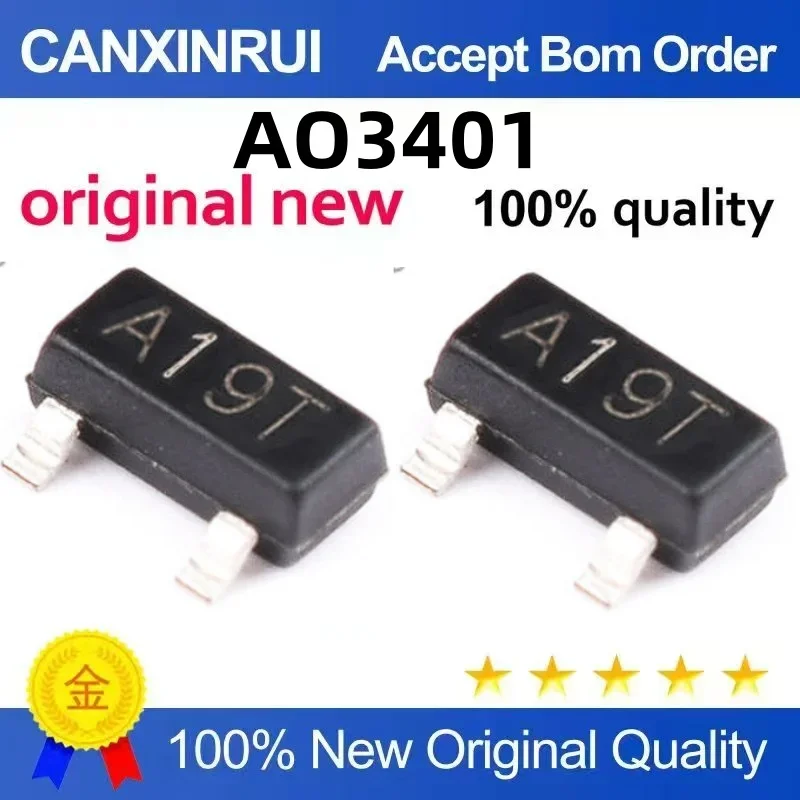 (5-100 pieces) New SMT MOS tube AO3401 silk screen A19T SOT-23 spot chip IC