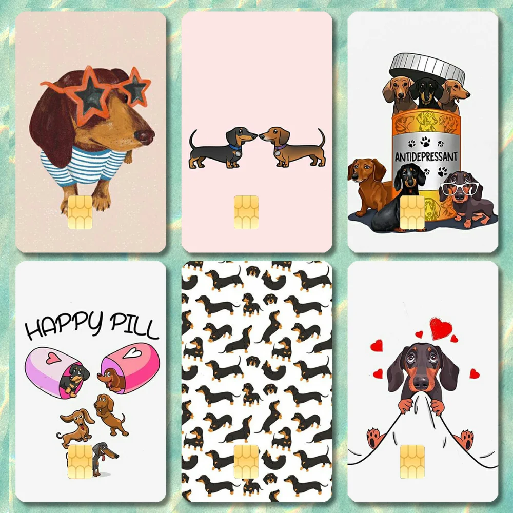 Sausage Dog Dachshund Stickers Cartoon Credit Card Visa Debit Bank Charge Card Bus Metro Waterproof Sticker Decal Decoration