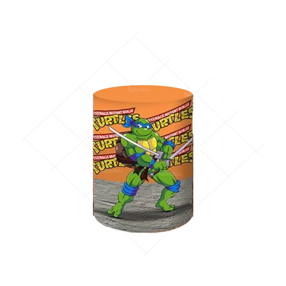 Teenage Mutant Ninja Turtles Round Backdrop Decoration Boy Birthday Party Background TMNT Photo Cylinder Cover Elastic Banner
